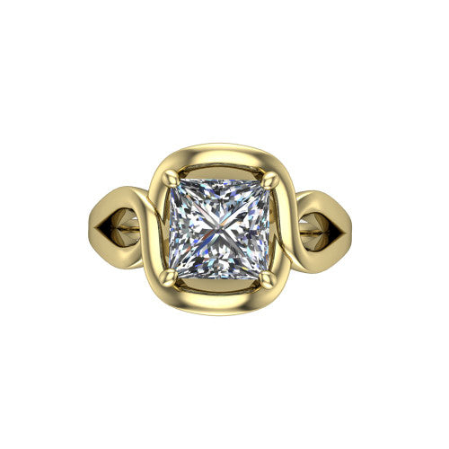 Esme Princess Shape Classic Engagement Ring in 18K Yellow Gold