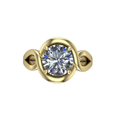 Esme Round Shape Classic Engagement Ring in 14K Yellow Gold