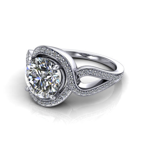 Alivia Round Shape Classic Engagement Ring in Platinum
