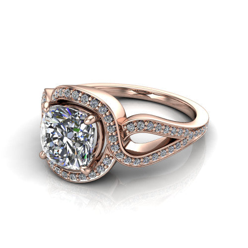 Alivia Cushion Shape Classic Engagement Ring in 18K Rose Gold
