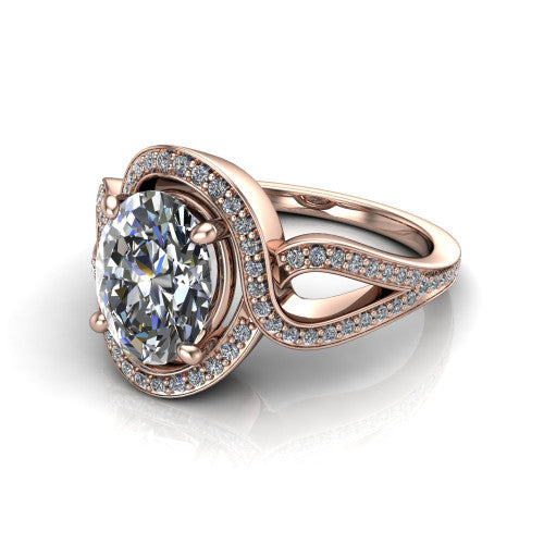 Alivia Oval Shape Classic Engagement Ring in 14K Rose Gold