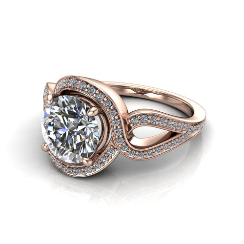 Alivia Round Shape Classic Engagement Ring in 14K Rose Gold