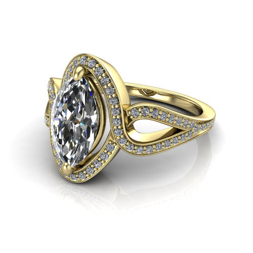 Alivia Marquise Shape Classic Engagement Ring in 14K Yellow Gold