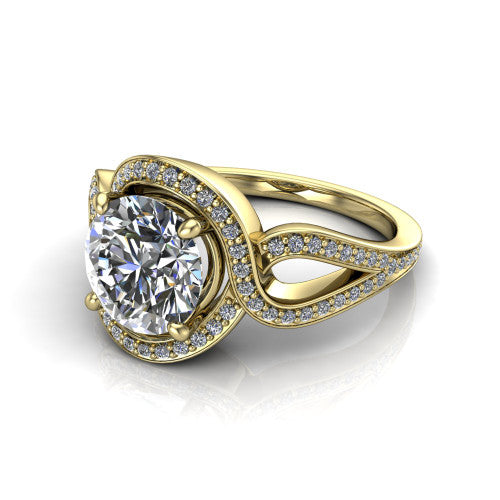 Alivia Round Shape Classic Engagement Ring in 14K Yellow Gold