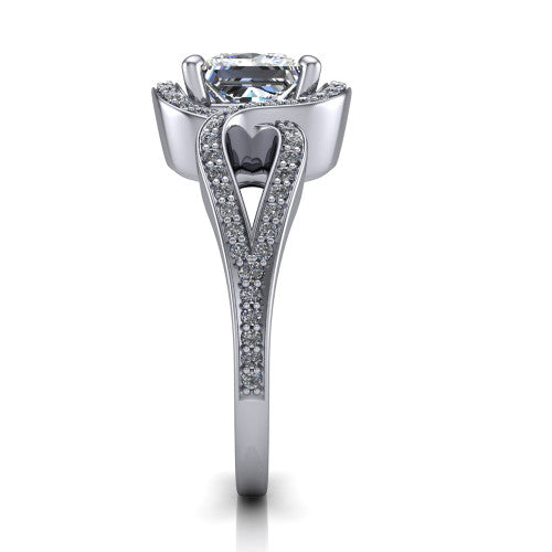 Alivia Princess Shape Classic Engagement Ring in Platinum