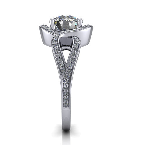 Alivia Round Shape Classic Engagement Ring in Platinum