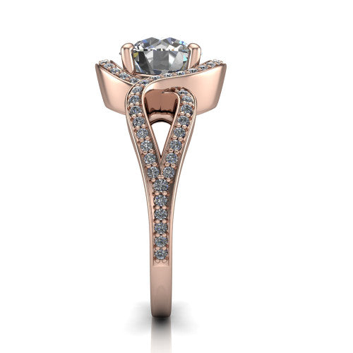 Alivia Round Shape Classic Engagement Ring in 14K Rose Gold