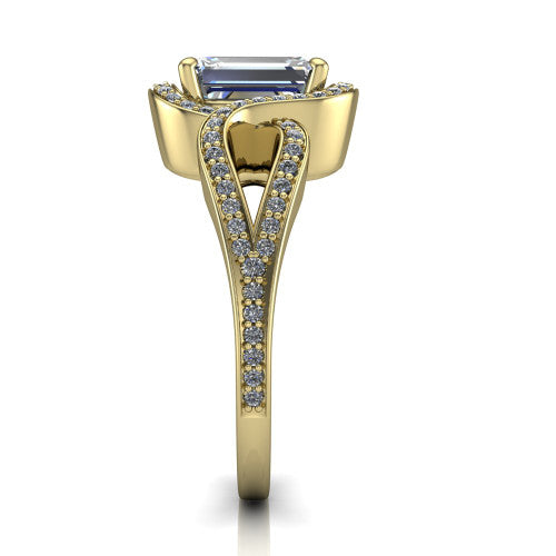 Alivia Emerald Shape Classic Engagement Ring in 14K Yellow Gold