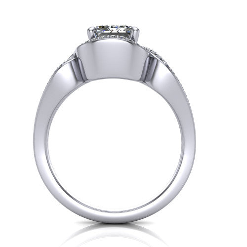 Alivia Emerald Shape Classic Engagement Ring in 14K White Gold