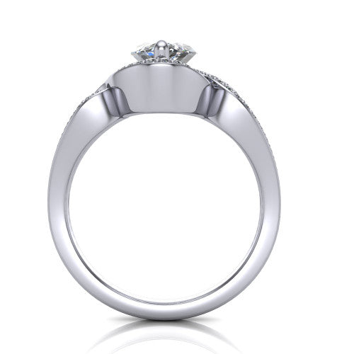 Alivia Marquise Shape Classic Engagement Ring in 18K White Gold