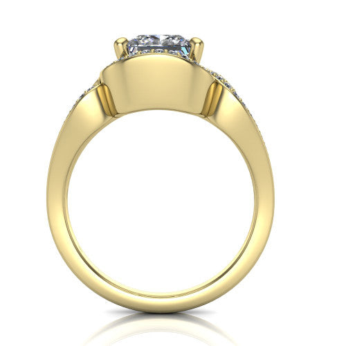 Alivia Princess Shape Classic Engagement Ring in 18K Yellow Gold