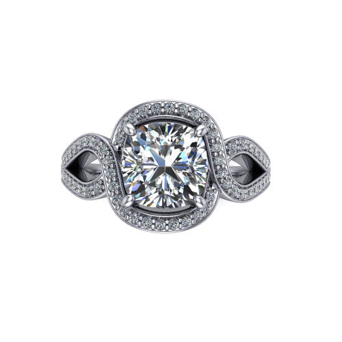 Alivia Cushion Shape Classic Engagement Ring in 14K White Gold