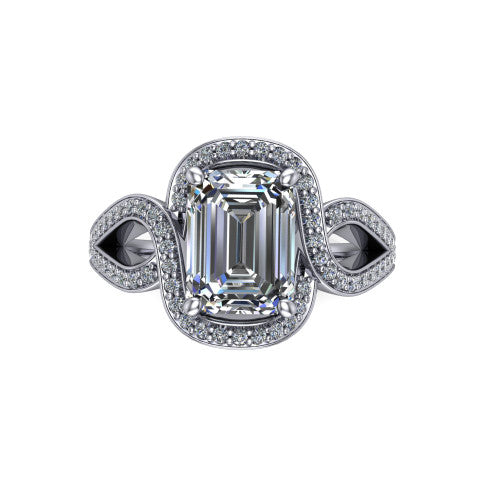 Alivia Emerald Shape Classic Engagement Ring in 18K White Gold