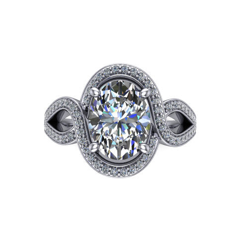 Alivia Oval Shape Classic Engagement Ring in 18K White Gold