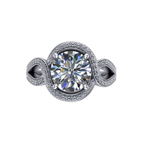 Alivia Round Shape Classic Engagement Ring in 18K White Gold