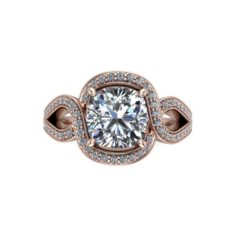Alivia Cushion Shape Classic Engagement Ring in 14K Rose Gold
