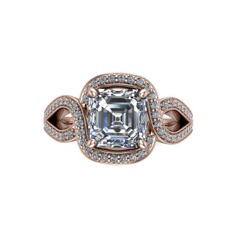 Alivia Square Emerald Shape Classic Engagement Ring in 14K Rose Gold