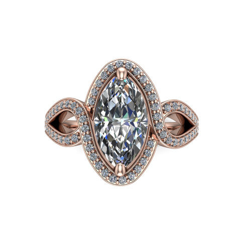 Alivia Marquise Shape Classic Engagement Ring in 14K Rose Gold