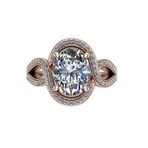 Alivia Oval Shape Classic Engagement Ring in 18K Rose Gold