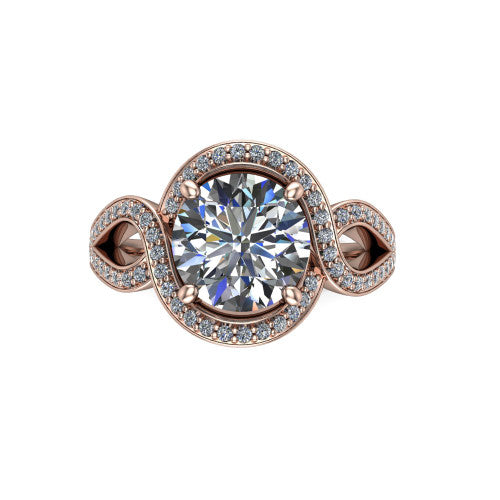 Alivia Round Shape Classic Engagement Ring in 14K Rose Gold