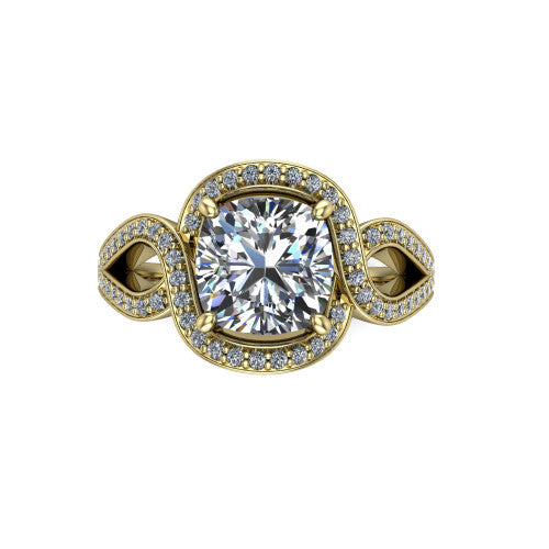 Alivia Cushion Shape Classic Engagement Ring in 14K Yellow Gold