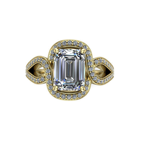 Alivia Emerald Shape Classic Engagement Ring in 14K Yellow Gold
