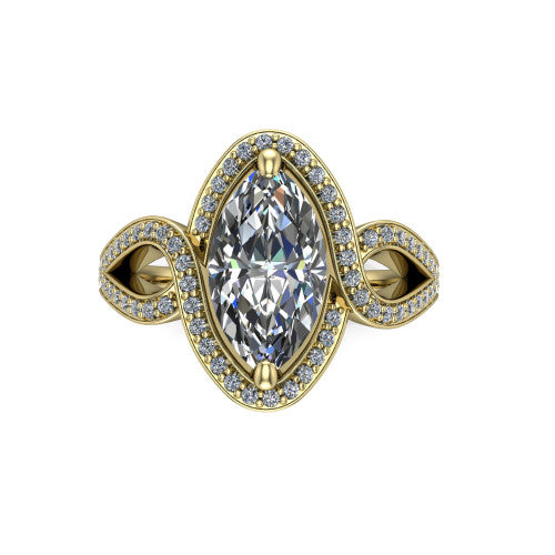 Alivia Marquise Shape Classic Engagement Ring in 18K Yellow Gold