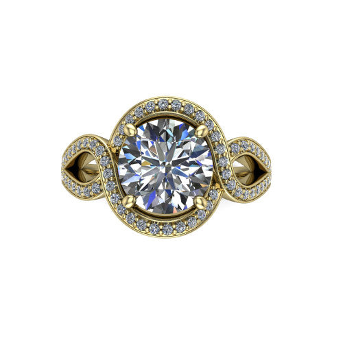 Alivia Round Shape Classic Engagement Ring in 14K Yellow Gold