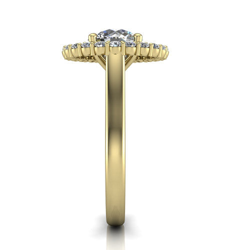 Alayah Round Shape Halo Engagement Ring in 18K Yellow Gold