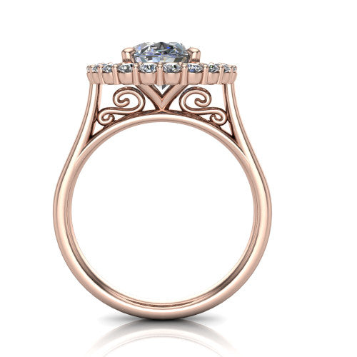 Alayah Oval Shape Halo Engagement Ring in 14K Rose Gold