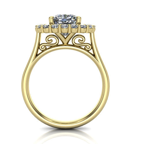 Alayah Cushion Shape Halo Engagement Ring in 18K Yellow Gold