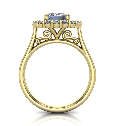 Alayah Emerald Shape Halo Engagement Ring in 14K Yellow Gold