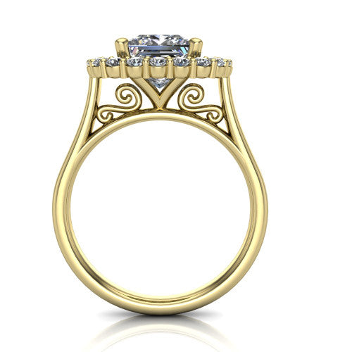 Alayah Princess Shape Halo Engagement Ring in 14K Yellow Gold