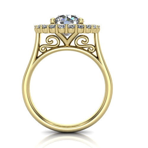 Alayah Round Shape Halo Engagement Ring in 14K Yellow Gold