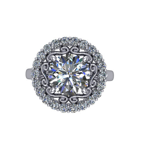 Alayah Round Shape Halo Engagement Ring in Platinum