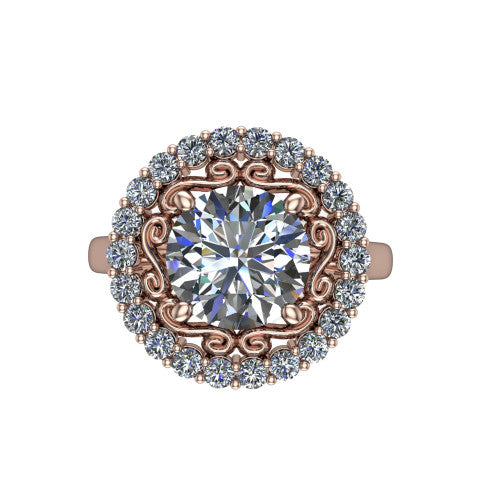 Alayah Round Shape Halo Engagement Ring in 18K Rose Gold