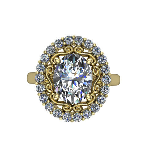 Alayah Oval Shape Halo Engagement Ring in 14K Yellow Gold