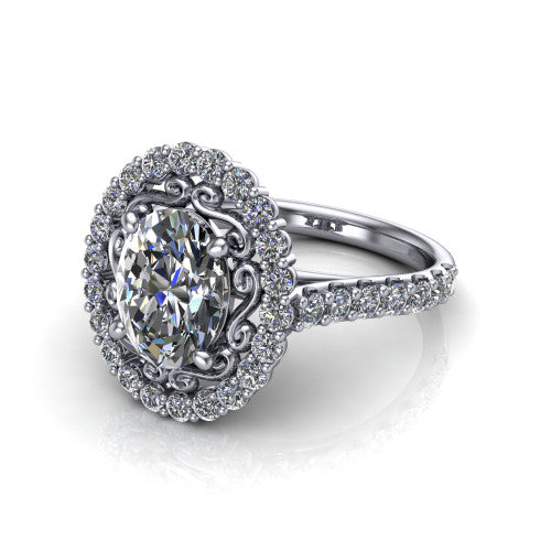 Viviana Oval Shape Halo Engagement Ring in Platinum