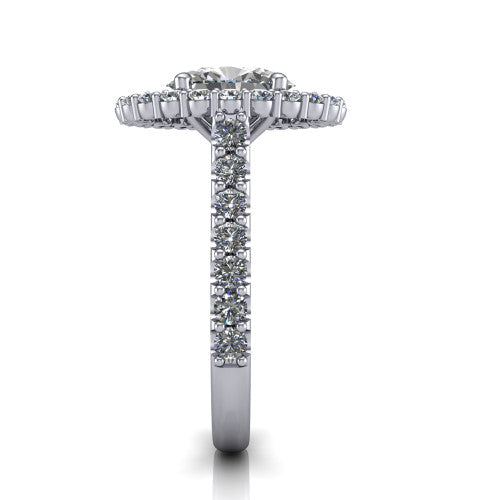 Viviana Oval Shape Halo Engagement Ring in 18K White Gold