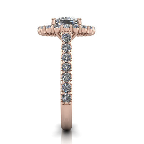 Viviana Cushion Shape Halo Engagement Ring in 14K Rose Gold