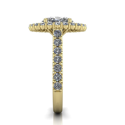 Viviana Oval Shape Halo Engagement Ring in 18K Yellow Gold