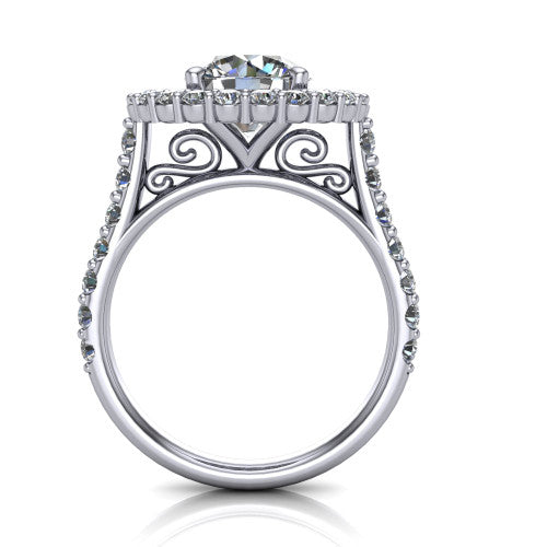 Viviana Round Shape Halo Engagement Ring in Platinum