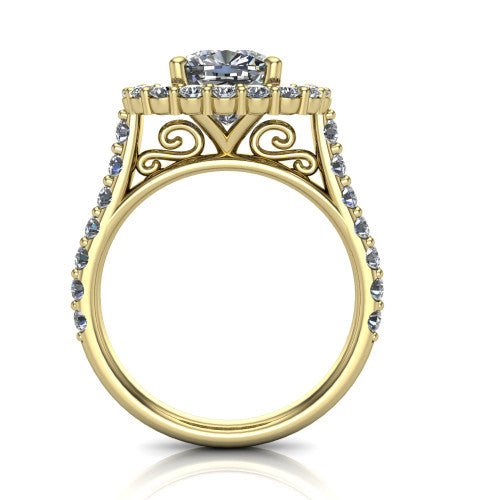 Viviana Cushion Shape Halo Engagement Ring in 14K Yellow Gold