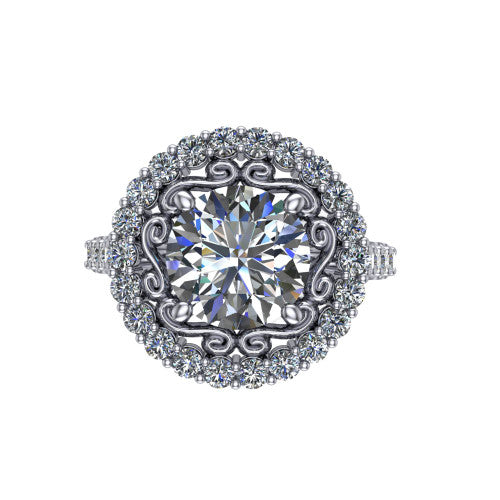 Viviana Round Shape Halo Engagement Ring in Platinum