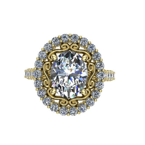 Viviana Oval Shape Halo Engagement Ring in 18K Yellow Gold