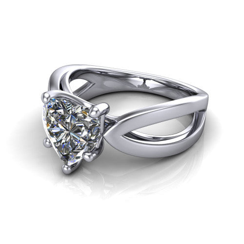 Aisha Heart Shape Classic Engagement Ring in 18K White Gold
