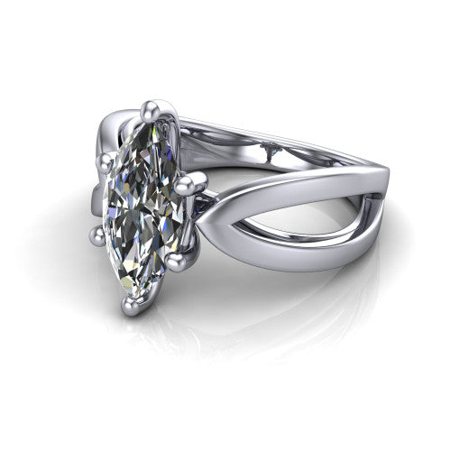 Aisha Marquise Shape Classic Engagement Ring in 14K White Gold