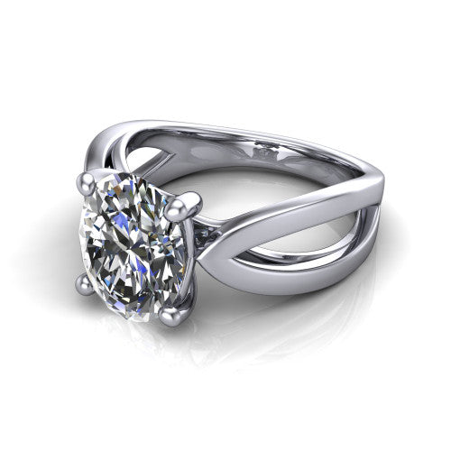 Aisha Oval Shape Classic Engagement Ring in 14K White Gold