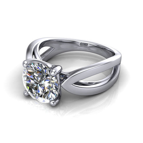 Aisha Round Shape Classic Engagement Ring in Platinum
