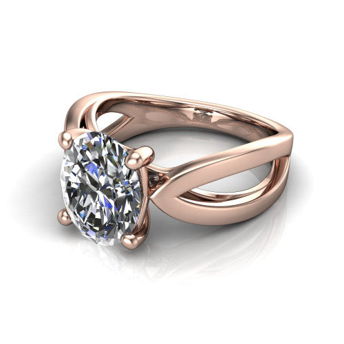 Aisha Oval Shape Classic Engagement Ring in 14K Rose Gold